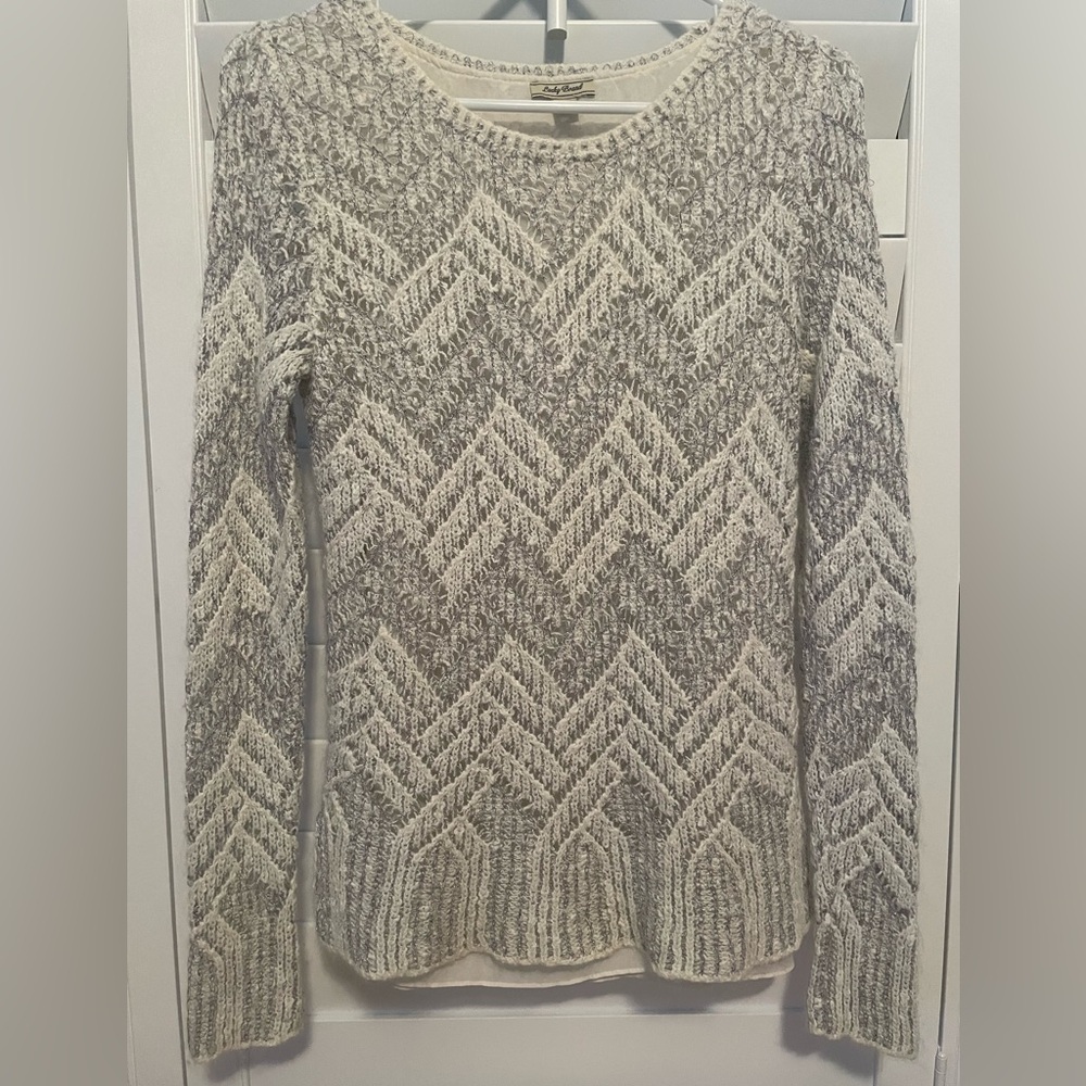 Lucky Brand Cream and Silver Knit Sweater